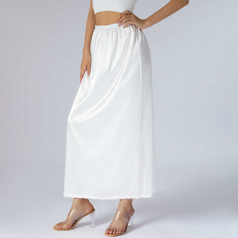 Ženska jednobojna donja suknja s elastičnom unutarnjom podstavom u struku za midi suknju Dugačka donja suknja za žene bijela/crna/žuta