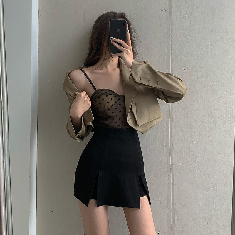 Fusta de damă Îmbrăcăminte înfășurată Pantaloni cu fuste cu fante pentru femei Creion strâns Gyaru Chorts Streetwear Trend Summer 2023 Vintage Y2k V