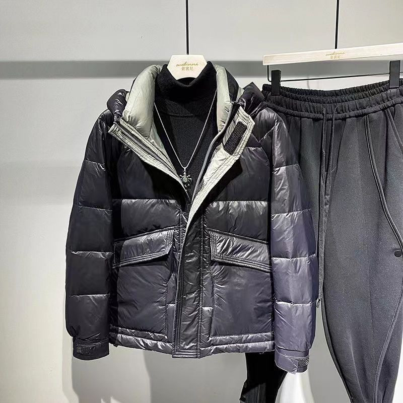 Zimska jakna s kapuljačom Muške parke Topli debeli kaput dugih rukava Gornja odjeća s patentnim zatvaračem Pufer Korejski modni kaputi