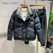 Φθινοπωρινό χειμερινό ανδρικό γιακά πάρκα με ραφή με αντίθεση κοντό παλτό Τάση Σχέδιο μόδας Ανοιχτό ζεστό καθημερινό παχύ παλτό