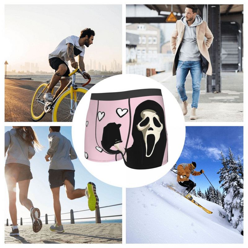 Pink Ghost Face Scream Sidney Prescott Film Σώβρακο Βαμβακερό εσώρουχο Ανδρικά εσώρουχα αεριζόμενα σορτς μπόξερ