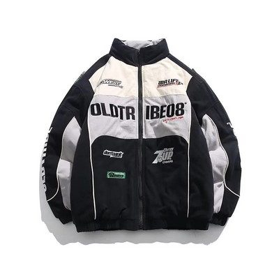 Debela pamučno podstavljena jakna lokomotive tijekom jeseni i zime grije Y2K ulični hip-hop retro trkaći pamučni kaput.