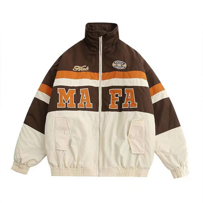 Debela pamučno podstavljena jakna lokomotive tijekom jeseni i zime grije Y2K ulični hip-hop retro trkaći pamučni kaput.