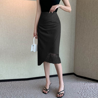 Γυναικείες φούστες 2023 Καλοκαίρι Κομψή ψηλόμεση ασύμμετρη μακριά φούστα VONDA Fashion casual μονόχρωμο Χαλαρό βολάν στο κάτω μέρος Femme