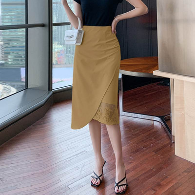 Γυναικείες φούστες 2023 Καλοκαίρι Κομψή ψηλόμεση ασύμμετρη μακριά φούστα VONDA Fashion casual μονόχρωμο Χαλαρό βολάν στο κάτω μέρος Femme