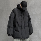 Streetwear με κουκούλα Πάρκα Χοντρό ζεστό χειμωνιάτικο τζάκετ Ανδρικό παλτό μόδας υπερμεγέθη Harajuku Hip Hop Γυναικείο παλτό Parkas Μαύρο χαλαρό τοπ