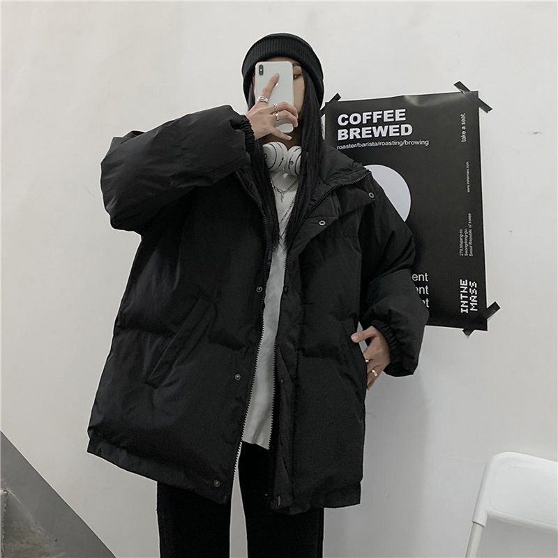 Streetwear με κουκούλα Πάρκα Χοντρό ζεστό χειμωνιάτικο τζάκετ Ανδρικό παλτό μόδας υπερμεγέθη Harajuku Hip Hop Γυναικείο παλτό Parkas Μαύρο χαλαρό τοπ