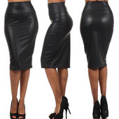 YRRETY melni ādas svārki ar muguru sadalīti sieviešu Sexy Bodycon Clubwear ar augstu vidukli Vintage garais biroja zīmuļu komplekts gurnu apģērbs