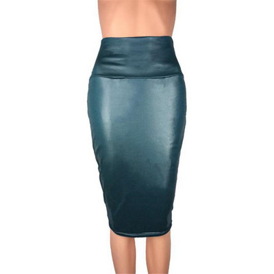YRRETY melni ādas svārki ar muguru sadalīti sieviešu Sexy Bodycon Clubwear ar augstu vidukli Vintage garais biroja zīmuļu komplekts gurnu apģērbs