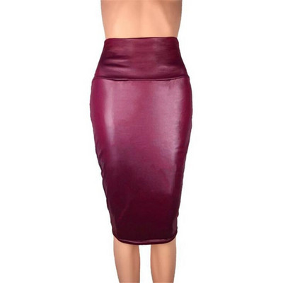 YRRETY melni ādas svārki ar muguru sadalīti sieviešu Sexy Bodycon Clubwear ar augstu vidukli Vintage garais biroja zīmuļu komplekts gurnu apģērbs