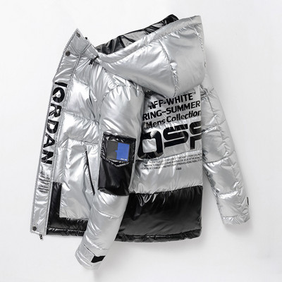 2023, noi, din piele strălucitoare, pentru bărbați, jachetă de iarnă, caldă, parka ocazională, îmbrăcăminte de toamnă, impermeabilă, cu guler, haină cu glugă.