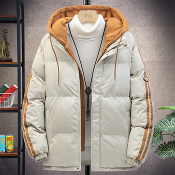 Winter Thicken Parka Men Stripe Fashion Hooded Coat Streetwear Hip Hop Harajuku Parkas Jacket Мъжки есенни ветроустойчиви топли палта