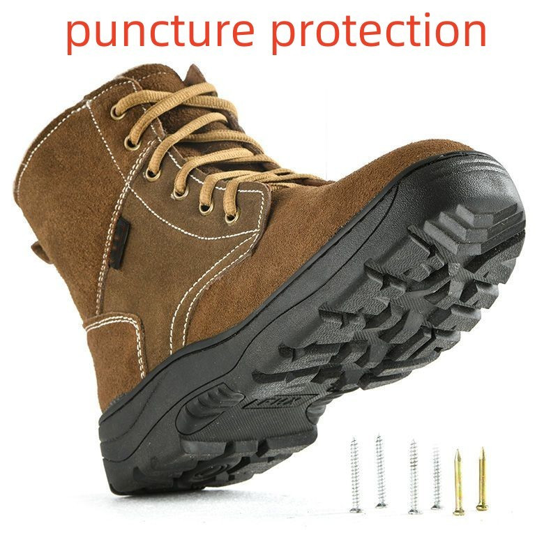 Sshooer Muške čizme Zaštitne radne čizme otporne na udarce od kravlje kože Vodootporne cipele od deblje vune Toplo krzno Zimske cipele za snijeg