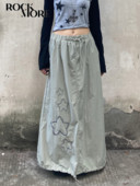Rockmore Streetwear Star Print Μακριά Φούστα Φαρδιά Γυναικεία Cyber Y2K Αισθητικά ρούχα Φούστες Cargo Retro Grunge Fairycore