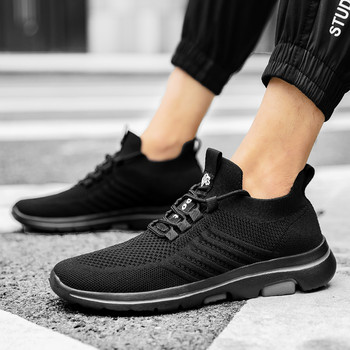 Ежедневни дишащи плоски маратонки с връзки 2023 г. Нови пролетни мъжки обувки Модни издръжливи черни сиви плътни Zapatos Para Mujeres