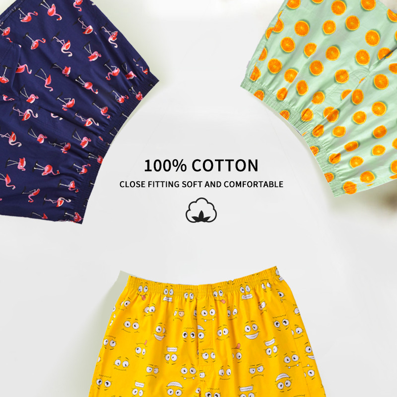 M-XL Lenjerie de corp pentru bărbați Boxer pantaloni scurți Boxer pentru bărbați Chiloți de dormit din bumbac Imprimați largi Îmbrăcăminte confortabilă Chiloți Lenjerie de corp