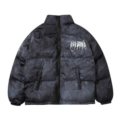 Tie Dye Graffiti Parka Jackets Ανδρικά Hip Hop Streetwear Oversize με επένδυση Parkas Winter Harajuku Casual Warm Puffer Down παλτό Parka