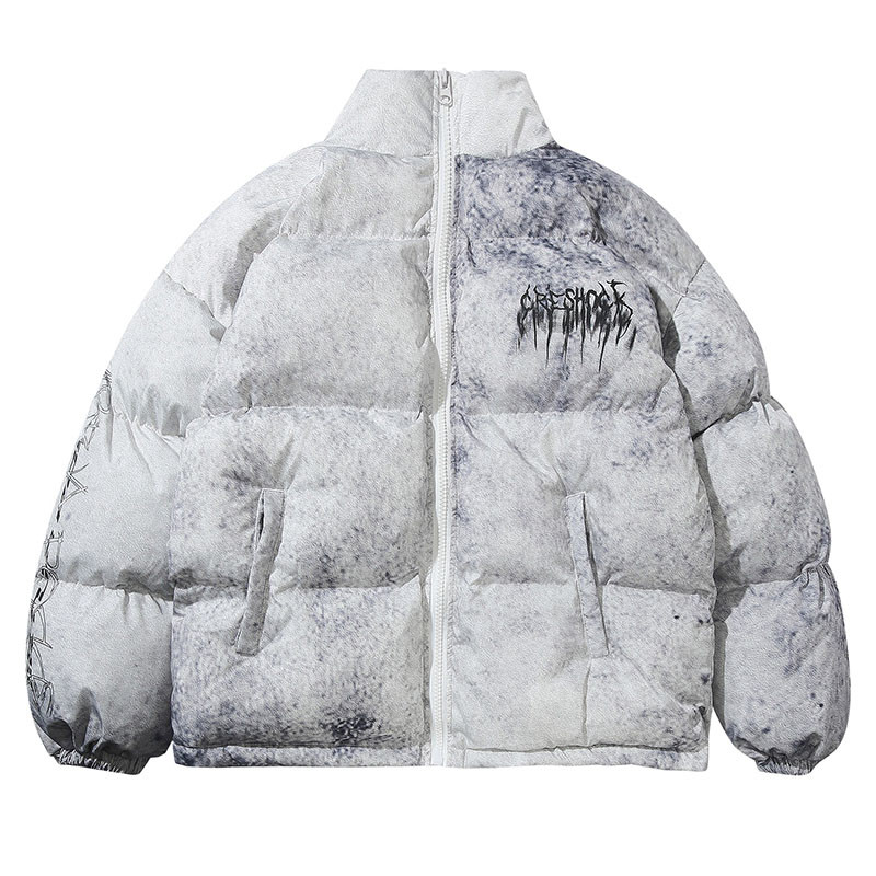 Tie Dye Graffiti Parka Jackets Ανδρικά Hip Hop Streetwear Oversize με επένδυση Parkas Winter Harajuku Casual Warm Puffer Down παλτό Parka