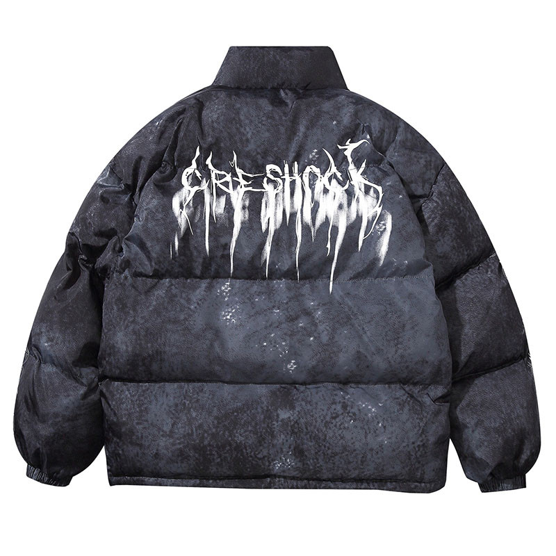 Tie Dye Graffiti Parka Jackets Ανδρικά Hip Hop Streetwear Oversize με επένδυση Parkas Winter Harajuku Casual Warm Puffer Down παλτό Parka