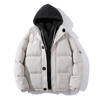 Iarna bărbați la modă fleece îngroșați parka Streetwear Harajuku ocazional paltoane rezistente la vânt parka caldă jachete bărbați largi cu glugă