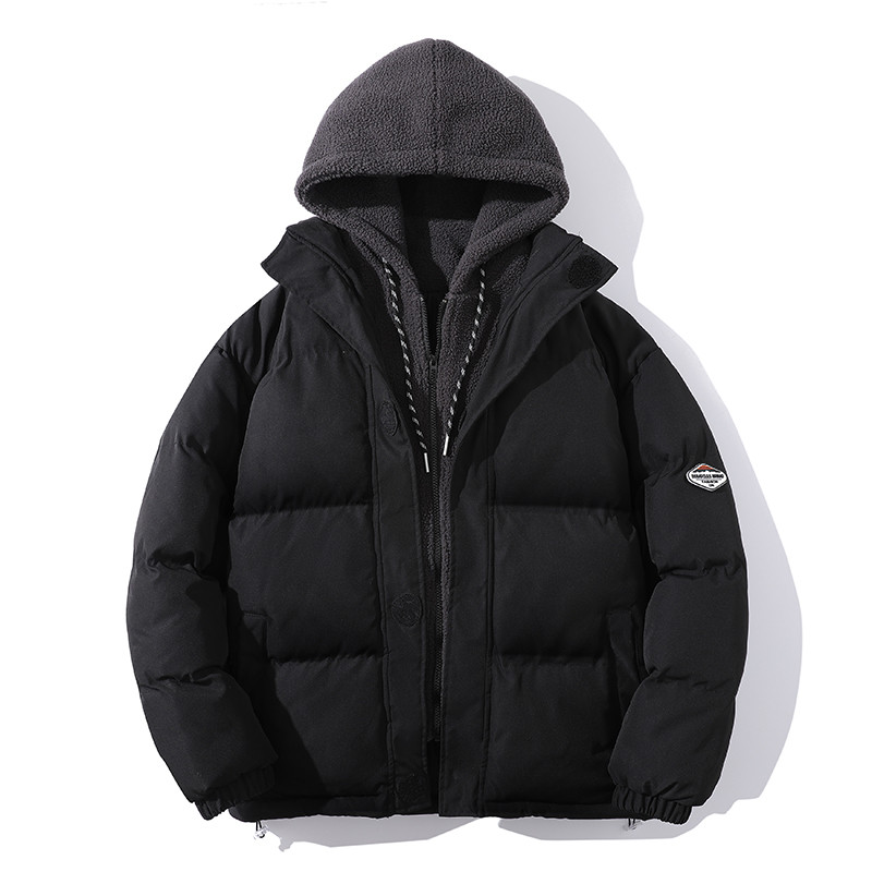 Iarna bărbați la modă fleece îngroșați parka Streetwear Harajuku ocazional paltoane rezistente la vânt parka caldă jachete bărbați largi cu glugă