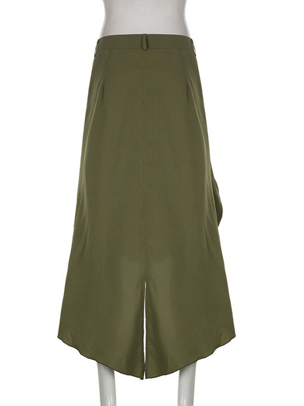 Grunge punk suknja s uzicom s naborima Ženska nepravilna midi suknja visokog struka Jednobojna gotička ljetna jesenska suknja Ženska