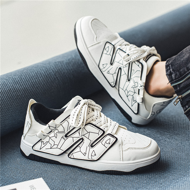 Pánska obuv 2023 Nový trend Univerzálny hongkonský štýl Výklenkový dizajn Športová a voľnočasová obuv Priedušné kožené nízke ploché topánky