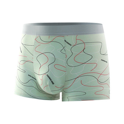 Boxeri Bărbați Chiloți Imprimați Linia U Chiloți Convex Pantaloni scurti confortabili Bumbac Lenjerie de corp solidă pentru bărbați Slip respirabil 4XL Lenjerie