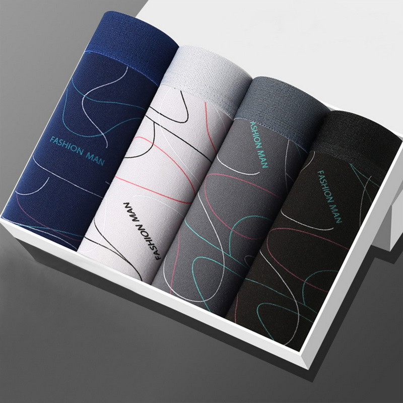 Boxeri Bărbați Chiloți Imprimați Linia U Chiloți Convex Pantaloni scurti confortabili Bumbac Lenjerie de corp solidă pentru bărbați Slip respirabil 4XL Lenjerie