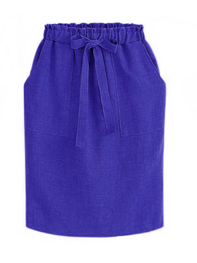 Vară Toamnă Fuste Midi Elegante Fusta Creion birou Bumbac Pachet cu talie elastică Fusta șold Fusta cu fundă Verde