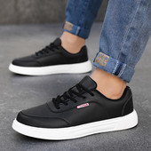 Pantofi pentru bărbați Pantofi de sport ocazional pentru bărbați, piele PU ușoară, confortabili cu șireturi, pantofi de tenis alb, plat, Zapatillas Hombre