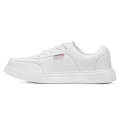 Pantofi pentru bărbați Pantofi de sport ocazional pentru bărbați, piele PU ușoară, confortabili cu șireturi, pantofi de tenis alb, plat, Zapatillas Hombre