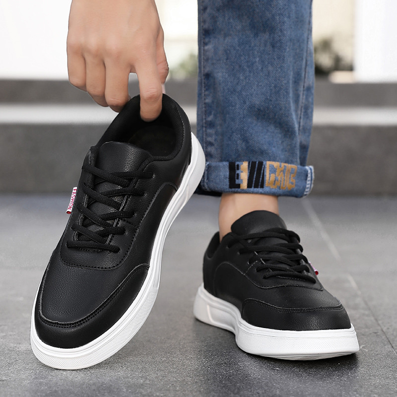 Pantofi pentru bărbați Pantofi de sport ocazional pentru bărbați, piele PU ușoară, confortabili cu șireturi, pantofi de tenis alb, plat, Zapatillas Hombre