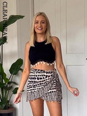 Γυναικείες vintage στάμπες με φούστα με χάντρες Μόδα Φούστες με φερμουάρ ψηλόμεσο 2023 Καλοκαίρι Γυναικείες φούστες High Street