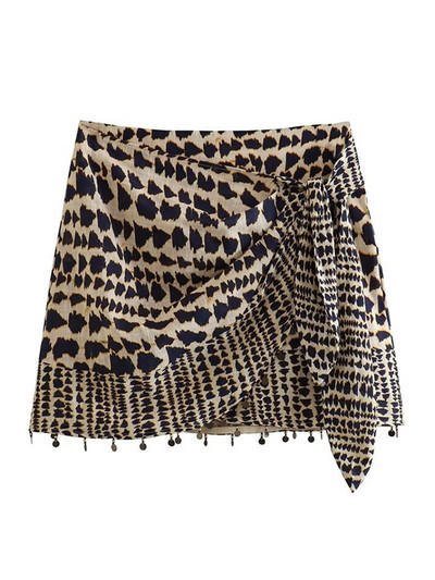 Γυναικείες vintage στάμπες με φούστα με χάντρες Μόδα Φούστες με φερμουάρ ψηλόμεσο 2023 Καλοκαίρι Γυναικείες φούστες High Street