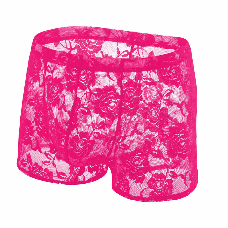 CLEVER-MENMODE Δαντελένια ανδρικά εσώρουχα Sexy See Through εσώρουχα Μπόξερ πουγκί πέους Μακρύ δικτυωτό πόδι Διαφανές σώβρακο μποξεράκι