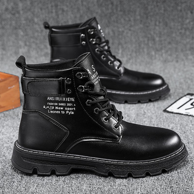 Cizme bărbați cu fermoar piele gleznă pantofi ocazional pentru bărbați toamnă iarnă înaltă scule în aer liber motocicletă moda marime cizme calde