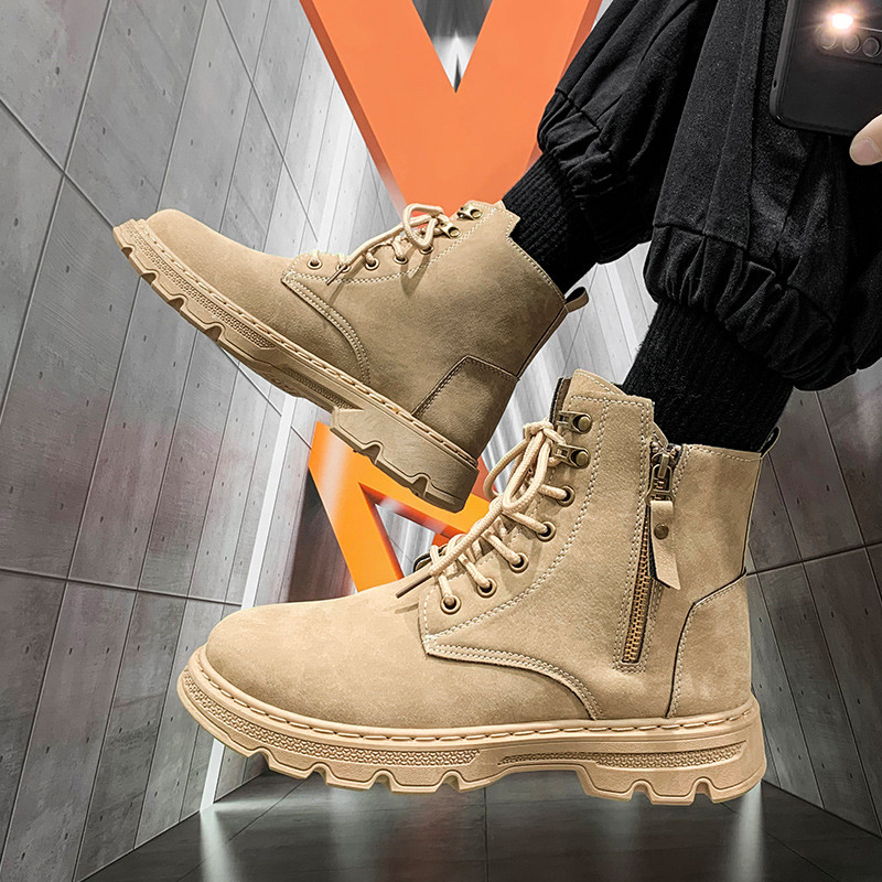 Cizme bărbați cu fermoar piele gleznă pantofi ocazional pentru bărbați toamnă iarnă înaltă scule în aer liber motocicletă moda marime cizme calde