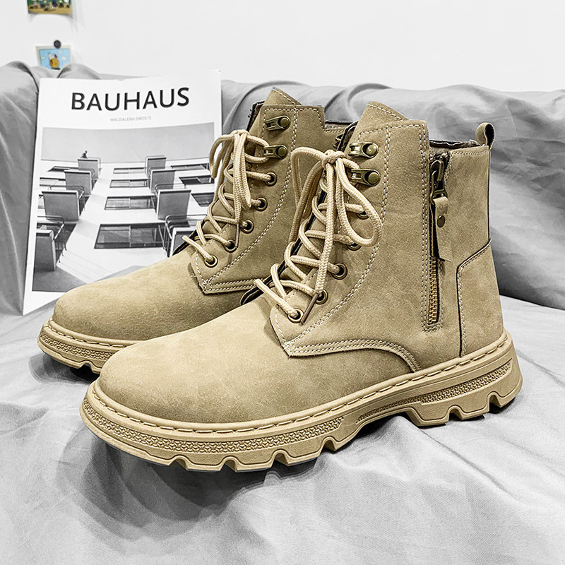 Cizme bărbați cu fermoar piele gleznă pantofi ocazional pentru bărbați toamnă iarnă înaltă scule în aer liber motocicletă moda marime cizme calde