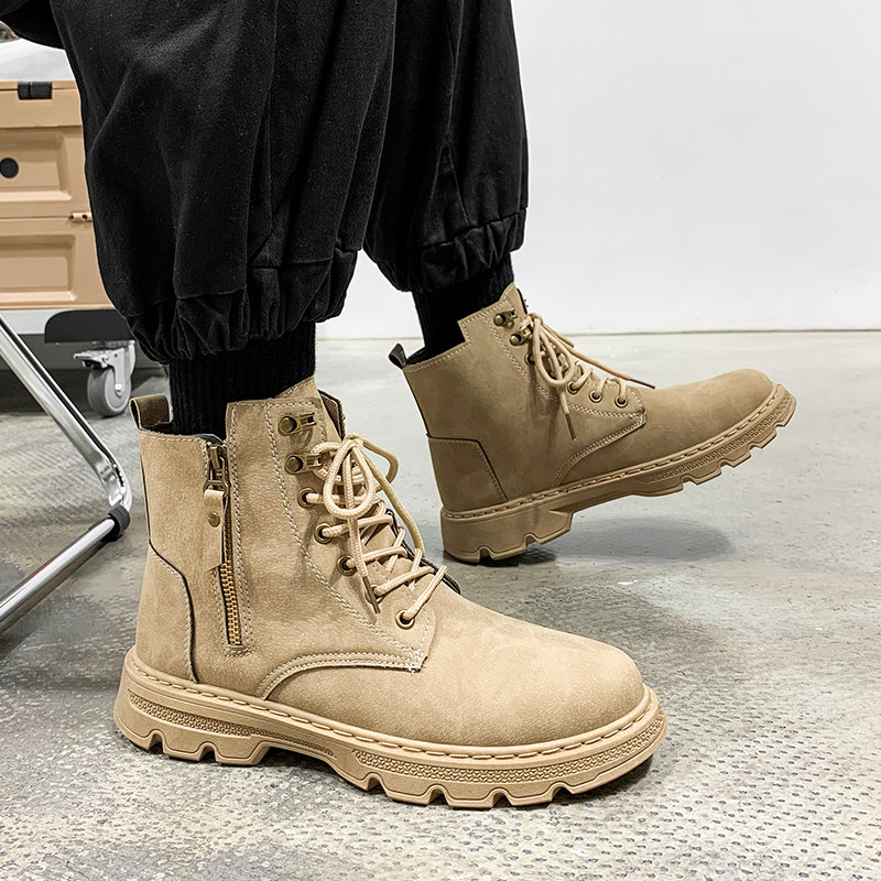 Cizme bărbați cu fermoar piele gleznă pantofi ocazional pentru bărbați toamnă iarnă înaltă scule în aer liber motocicletă moda marime cizme calde