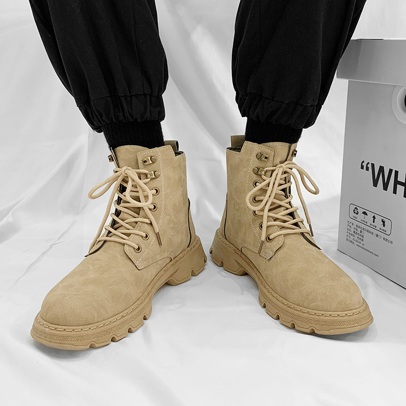 Cizme bărbați cu fermoar piele gleznă pantofi ocazional pentru bărbați toamnă iarnă înaltă scule în aer liber motocicletă moda marime cizme calde