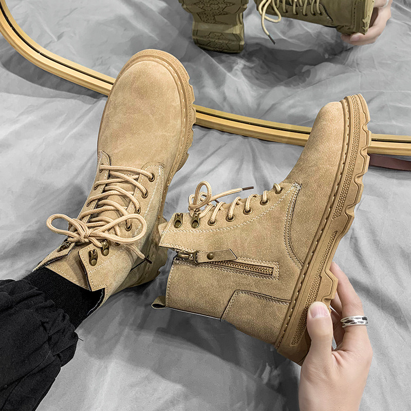 Cizme bărbați cu fermoar piele gleznă pantofi ocazional pentru bărbați toamnă iarnă înaltă scule în aer liber motocicletă moda marime cizme calde