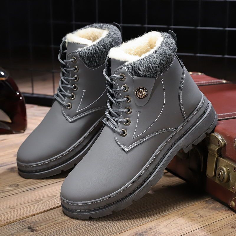 Vyriški žieminiai sniego batai, 2024 m. Nauji pliušiniai, stori izoliaciniai madingi medvilniniai batai lauke Korėjos versija Neslystančių laisvalaikio batų tendencija