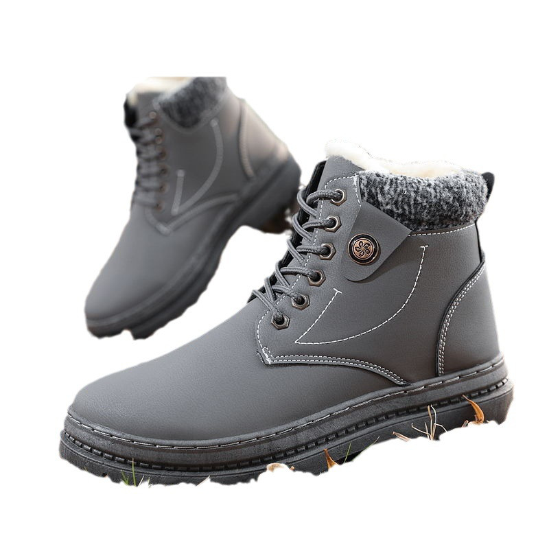 Vyriški žieminiai sniego batai, 2024 m. Nauji pliušiniai, stori izoliaciniai madingi medvilniniai batai lauke Korėjos versija Neslystančių laisvalaikio batų tendencija