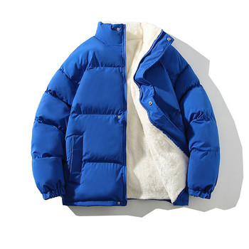 Зимно яке Мъжки Streetwear Fleece Parkas Палто Мъжко свободно яке Bubble Jacket Топли палта със стойка яка Унисекс Puffer Нови дрехи