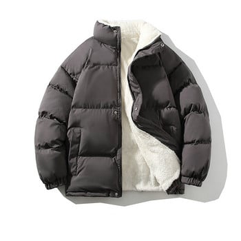 Зимно яке Мъжки Streetwear Fleece Parkas Палто Мъжко свободно яке Bubble Jacket Топли палта със стойка яка Унисекс Puffer Нови дрехи