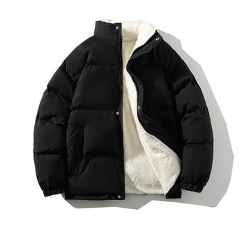 Зимно яке Мъжки Streetwear Fleece Parkas Палто Мъжко свободно яке Bubble Jacket Топли палта със стойка яка Унисекс Puffer Нови дрехи