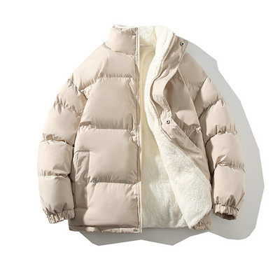 Зимно яке Мъжки Streetwear Fleece Parkas Палто Мъжко свободно яке Bubble Jacket Топли палта със стойка яка Унисекс Puffer Нови дрехи