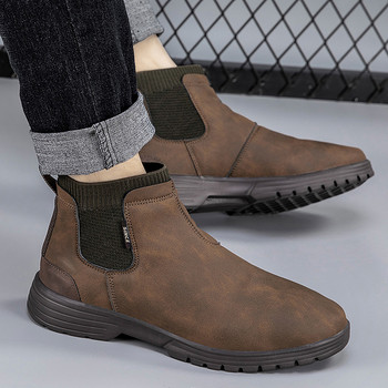 Αγγλικό στυλ Chelsea Boots Ανδρικά ψηλά παπούτσια με χοντρές σόλες Vintage επαγγελματικές κοντές μπότες Ανδρικές μπότες από Casual παπούτσια