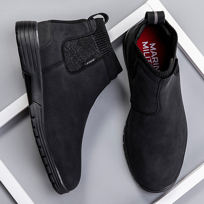 Anglų stiliaus „Chelsea“ batai Vyriški batai su aukšta viršūne storais padais Vintažiniai verslo trumpi batai vyriški odos batai laisvalaikio batai